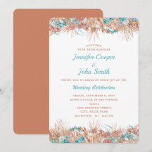 Watercolor Boho Terracotta Bloemen Bruiloft 