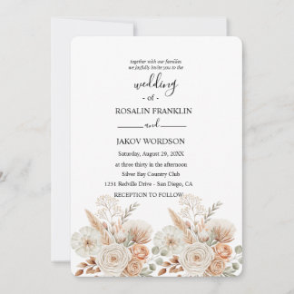 watercolor boho wedding Invitation Kaart
