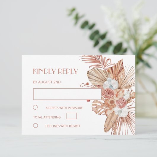 Watercolor Boho Wedding RSVP Kaartje (Staand voorkant)