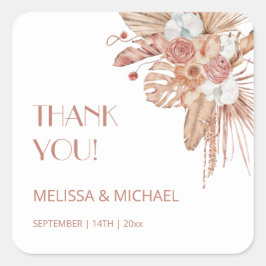Watercolor Boho Wedding Thank You Vierkante Sticker