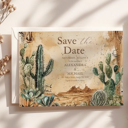 Watercolor Boho Westers Save The Date