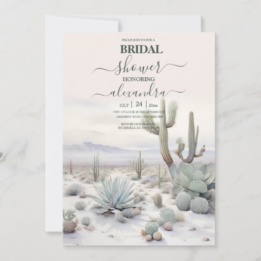 Watercolor Boho Woestijn Berg Bruidsdouche Kaart (Voorkant)