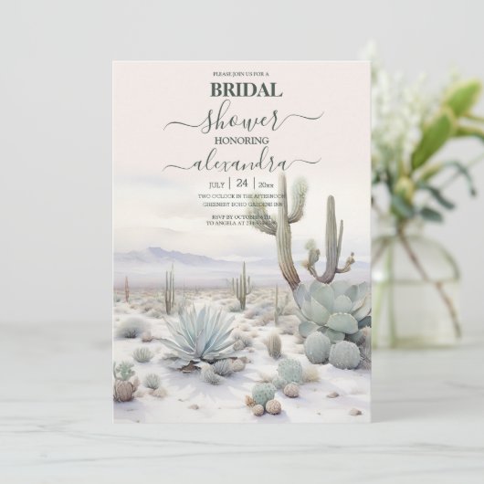 Watercolor Boho Woestijn Berg Bruidsdouche Kaart (Staand voorkant)