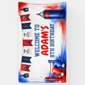 Watercolor Boksen Verjaardagsfeest Banner (Verticaal)