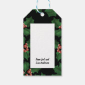Watercolor Bold Black and Green Holly Christmas Cadeaulabel (Achterkant)
