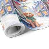 Watercolor Bolognese Festive Town Bench Christmas  Cadeaupapier (Rol Hoek)