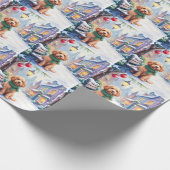 Watercolor Bolognese Festive Town Bench Christmas  Cadeaupapier (Hoek)