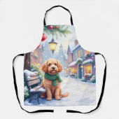 Watercolor Bolognese Festive Town Bench Christmas  Schort (Voorkant)