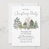 Watercolor Bomen & Elegante Script Kerstfeest Kaart (Voorkant)