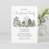 Watercolor Bomen & Elegante Script Kerstfeest Kaart (Staand voorkant)
