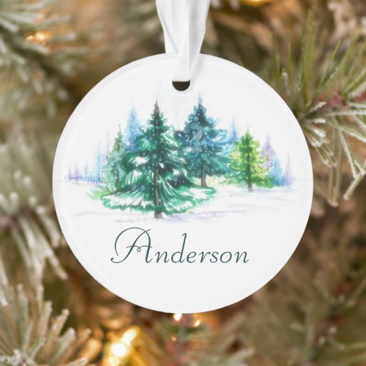 Watercolor bomen gepersonaliseerde kerstversiering ornament (Boom)