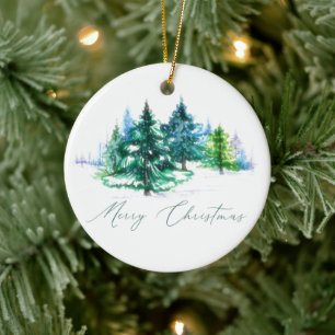 Watercolor bomen keramisch ornament