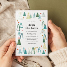 Watercolor Bomen Kerstfeest Uitnodiging