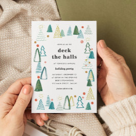 Watercolor Bomen Kerstfeest Uitnodiging