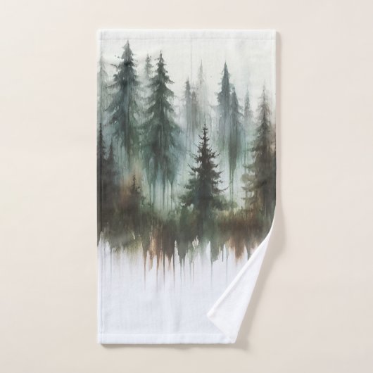 Watercolor Bomen Rustieke Wildernis Bad Handdoek (Handdoek)