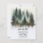 Watercolor Bomen Rustieke Wildernis Bewaar de Datu Kaart (Voorkant)