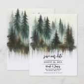 Watercolor Bomen Rustieke Wildernis Bewaar de Datu Kaart (Voorkant / Achterkant)