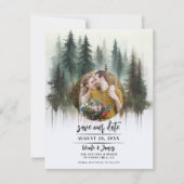 Watercolor Bomen Rustieke Wildernis Bewaar de Datu Kaart (Voorkant)