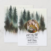 Watercolor Bomen Rustieke Wildernis Bewaar de Datu Kaart (Voorkant / Achterkant)