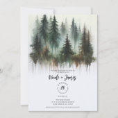 Watercolor Bomen Rustieke Wildernis Bruiloft Kaart (Voorkant)