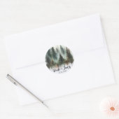 Watercolor Bomen Rustieke Wildernis Bruiloft Ronde Sticker (Envelop)