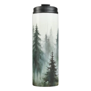 Watercolor Bomen Rustieke Wildernis Bruiloft Thermosbeker