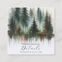 Watercolor Bomen Rustieke Wildernis Details Vierkante Visitekaartje