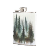 Watercolor Bomen Rustieke Wildernis  Heupfles (Links)