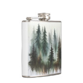 Watercolor Bomen Rustieke Wildernis Heupfles (Rechts)