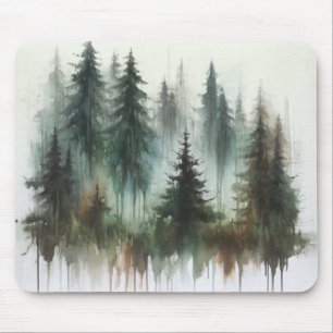 Watercolor Bomen Rustieke Wildernis Muismat