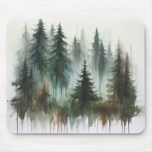 Watercolor Bomen Rustieke Wildernis Muismat (Voorkant)
