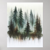 Watercolor Bomen Rustieke Wildernis Muurkunst Poster (Voorkant)