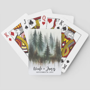 Watercolor Bomen Rustieke Wildernis Pokerkaarten