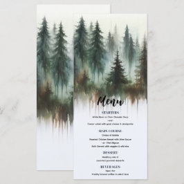 Watercolor Bomen Rustieke Wildernis Trouwmenu Menu