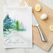 Watercolor bomen  theedoek (Quarter Fold)