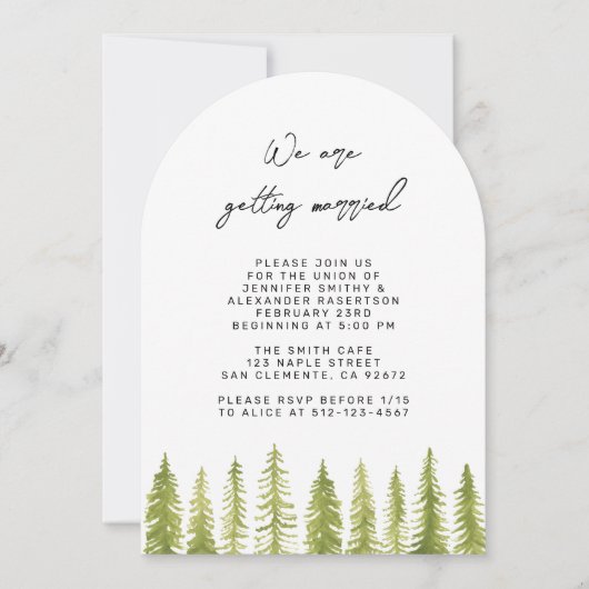 Watercolor Bomen Trouwkaart Kaart (Voorkant)