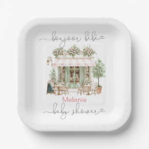 Watercolor bonjoor bebe baby shower Papieren b Bordje