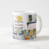 Watercolor Bonjour Beautiful Paris Grote Koffiekop (Voorkant rechts)