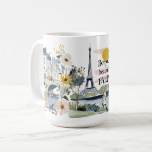 Watercolor Bonjour Mooi Parijs Koffiemok