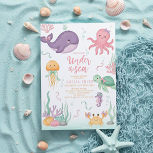 watercolor boog onder de zee baby shower kaart
