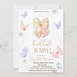 Watercolor Boog Vlinders Stippen Baby Shower Kaart