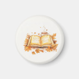 Watercolor Book and Tea Mug, Cozy Autumn Vibes Magneet