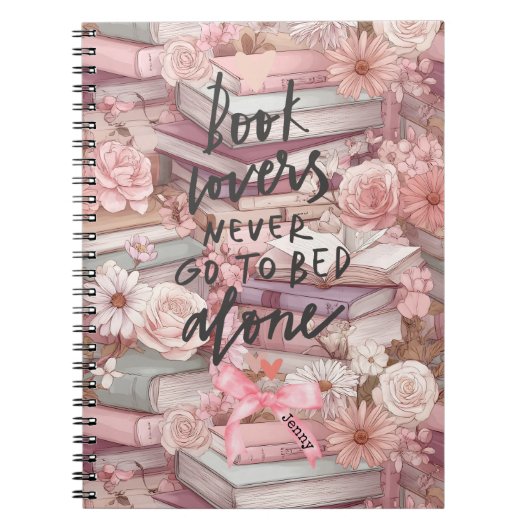 Watercolor Books and Pink Flowers Notebooks Notitieboek (Voorkant)