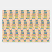 Watercolor Bookstack Pattern Wrapping Paper Sheet  (Voorkant 2)