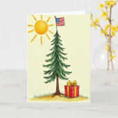 Watercolor Boom Kerstkaart Kaart (Gele Bloem)