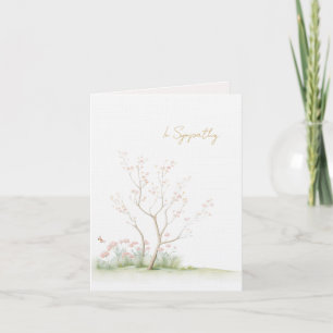 Watercolor boom met roze bloemen condoleancekaart bedankkaart