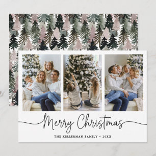Watercolor Boom Minimalistische Foto Kerstmis Feestdagenkaart
