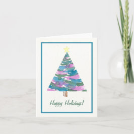 Watercolor Boomkaart - Prettig Kerstfeest Kaart