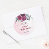 Watercolor bordeaux bloemboeketten ronde sticker (Envelop)
