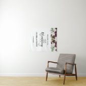 Watercolor bordeaux bloemen bruiloft wandkleed (In Situ (horizontaal))